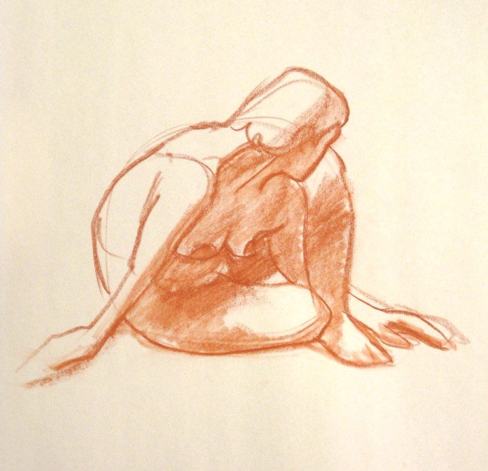 'Seated Figure' - Conte' crayon on paper - 12 x 12 - 2010 