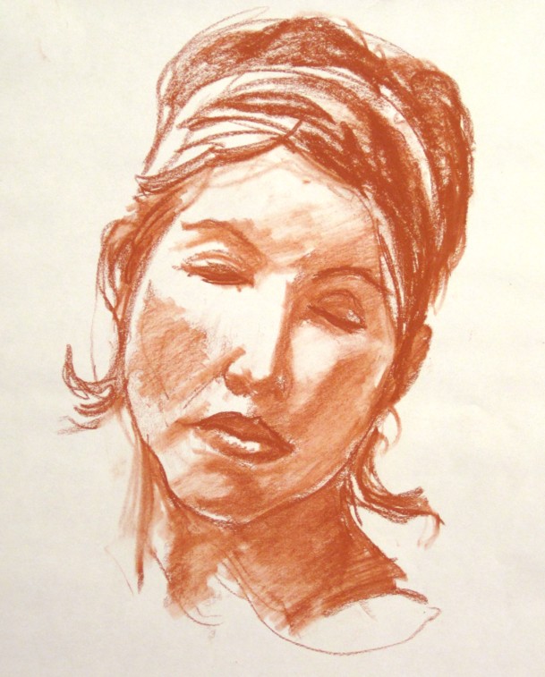 'Talia' - Conte' crayon on paper - 9 x 12 - 2010 